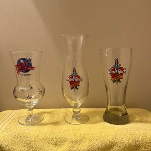 Planet Hollywood and Hard Rock Glasses